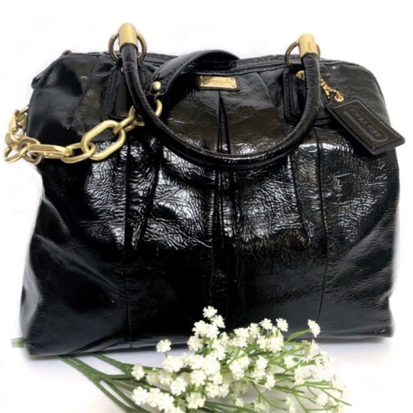 Coach Kristin (Retired) Black Patent Leather Pleated Satchel style 16016 - Picture 2 of 16